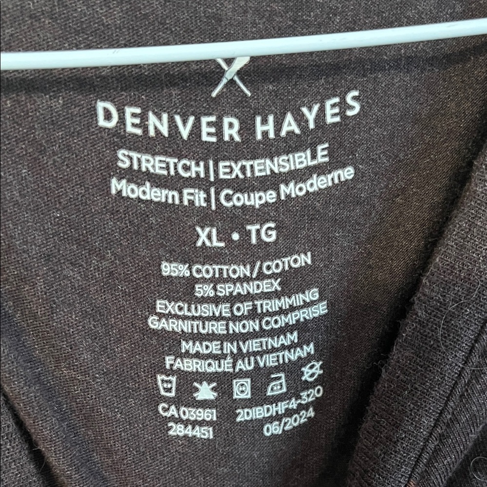 Denver Hayes Men's Dark Brown Stretch Modern Fit Long Sleeve Tee, Size XL - Picture 2 of 5